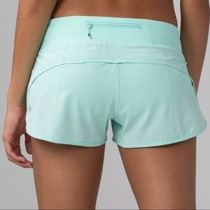 lululemon speed up shorts size 2 inseam 2.5” toothpaste color.